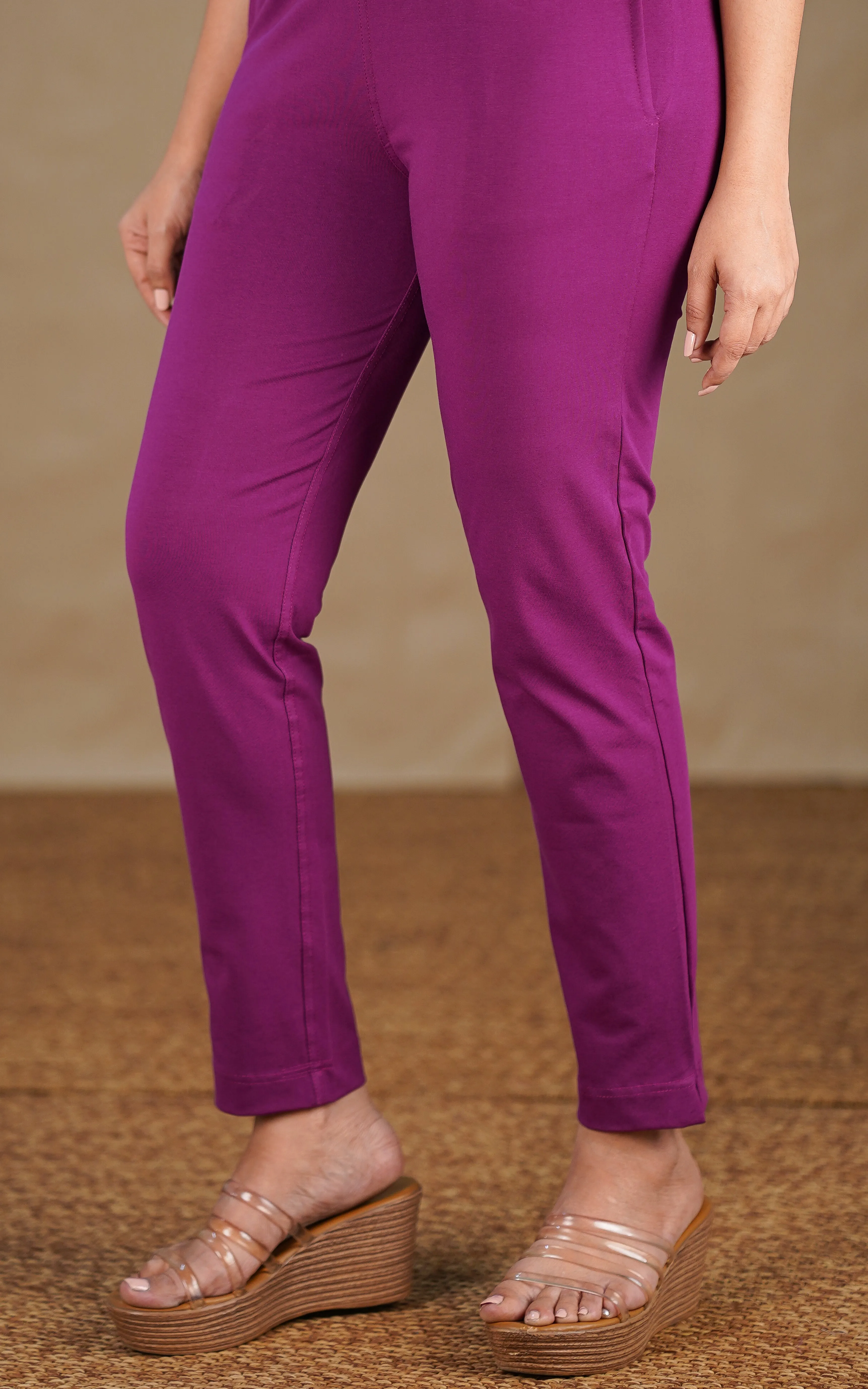 Straight Fit Stretchable Pant Purple