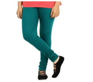 Teal Green Plain Churidar  Lycra Leggings