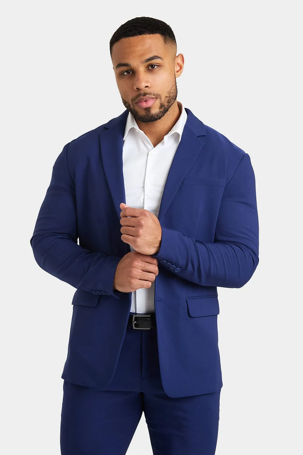 True Athletic Fit Tech Suit Jacket in Ink Blue