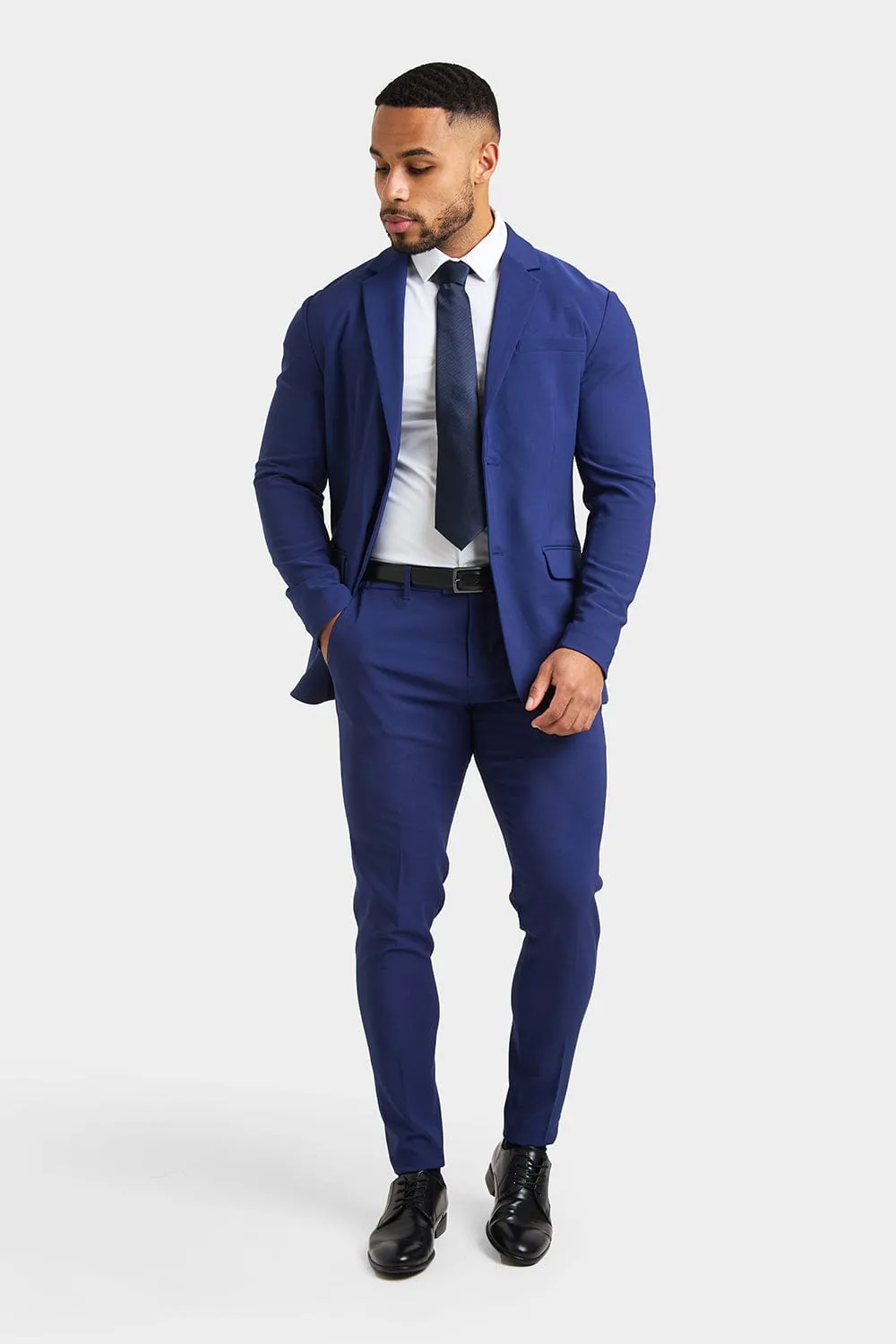 True Athletic Fit Tech Suit Jacket in Ink Blue