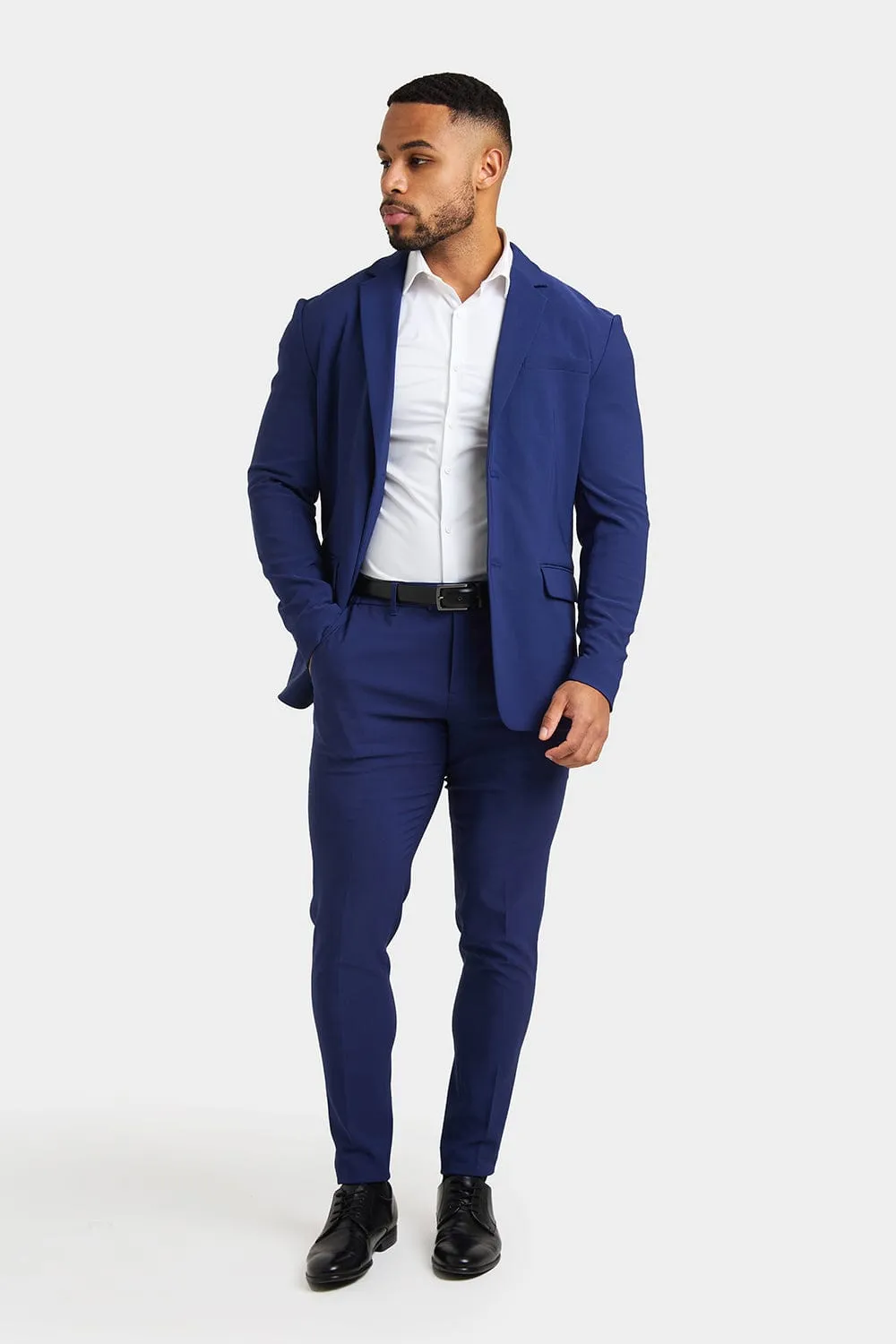 True Athletic Fit Tech Suit Jacket in Ink Blue