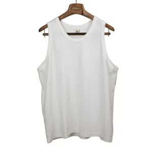 U-neck tank in off-white cotton and silk jersey (restock)