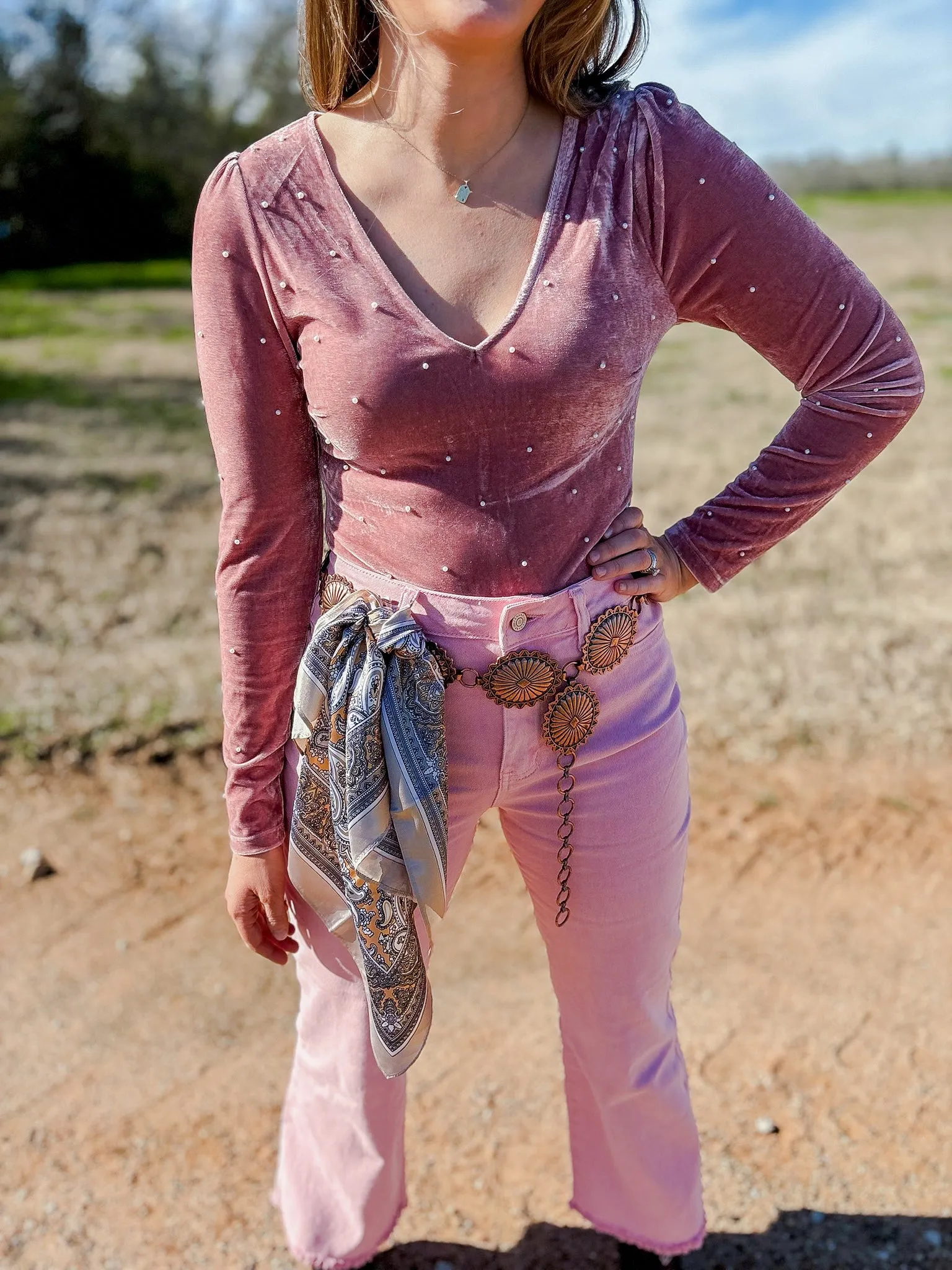 Velvet pearl bodysuit