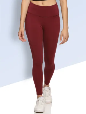 Women's Active Training Tights With Side Mesh Maroon