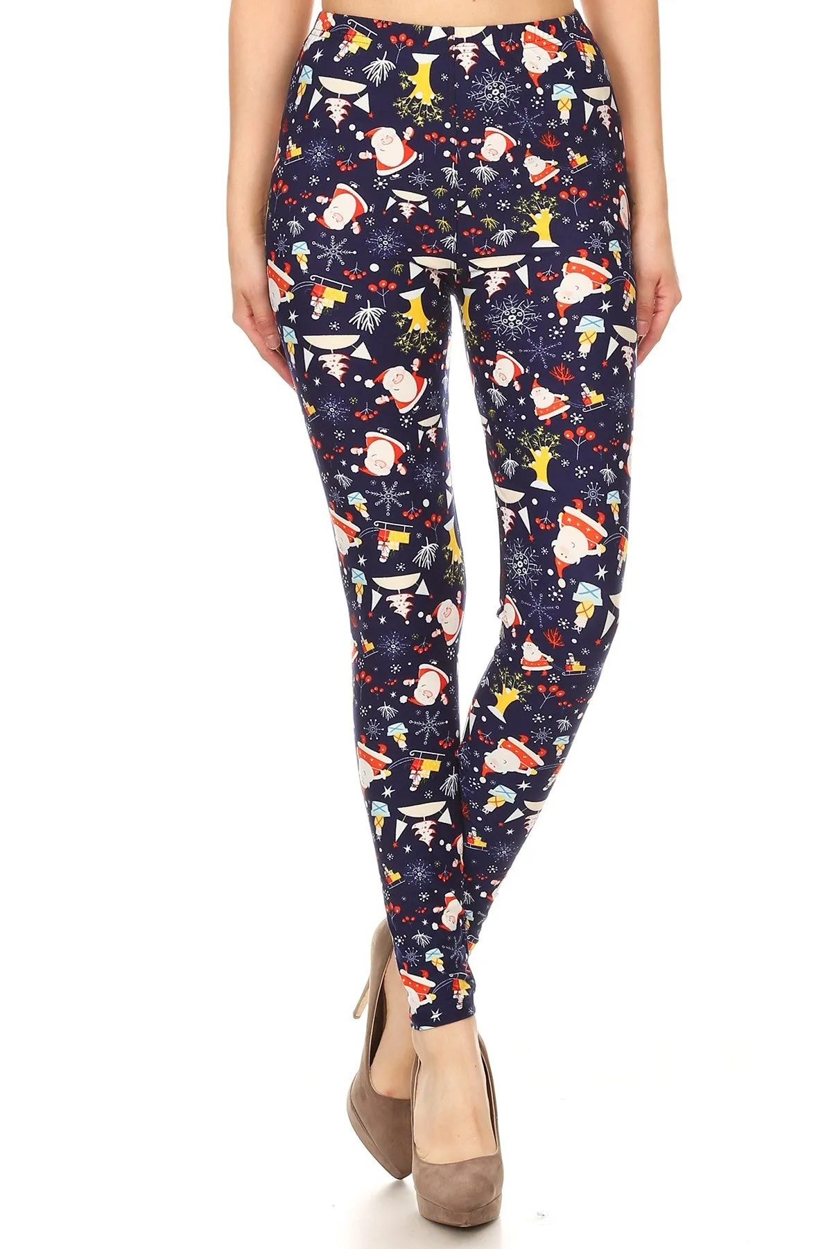 Women's Plus Colorful Christmas Theme Pattern Printed Leggings