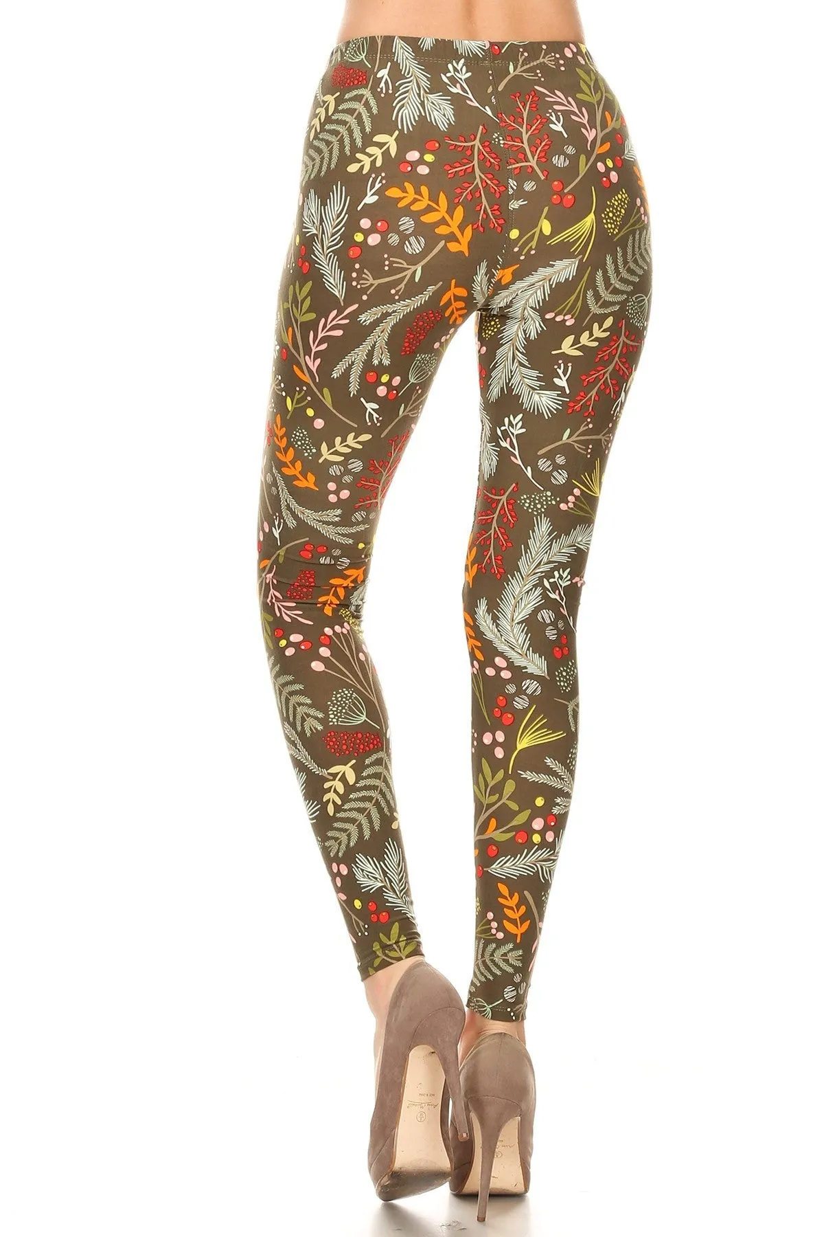 Women's Plus Foliage Autumn Leaf Harvest Pattern Printed Leggings