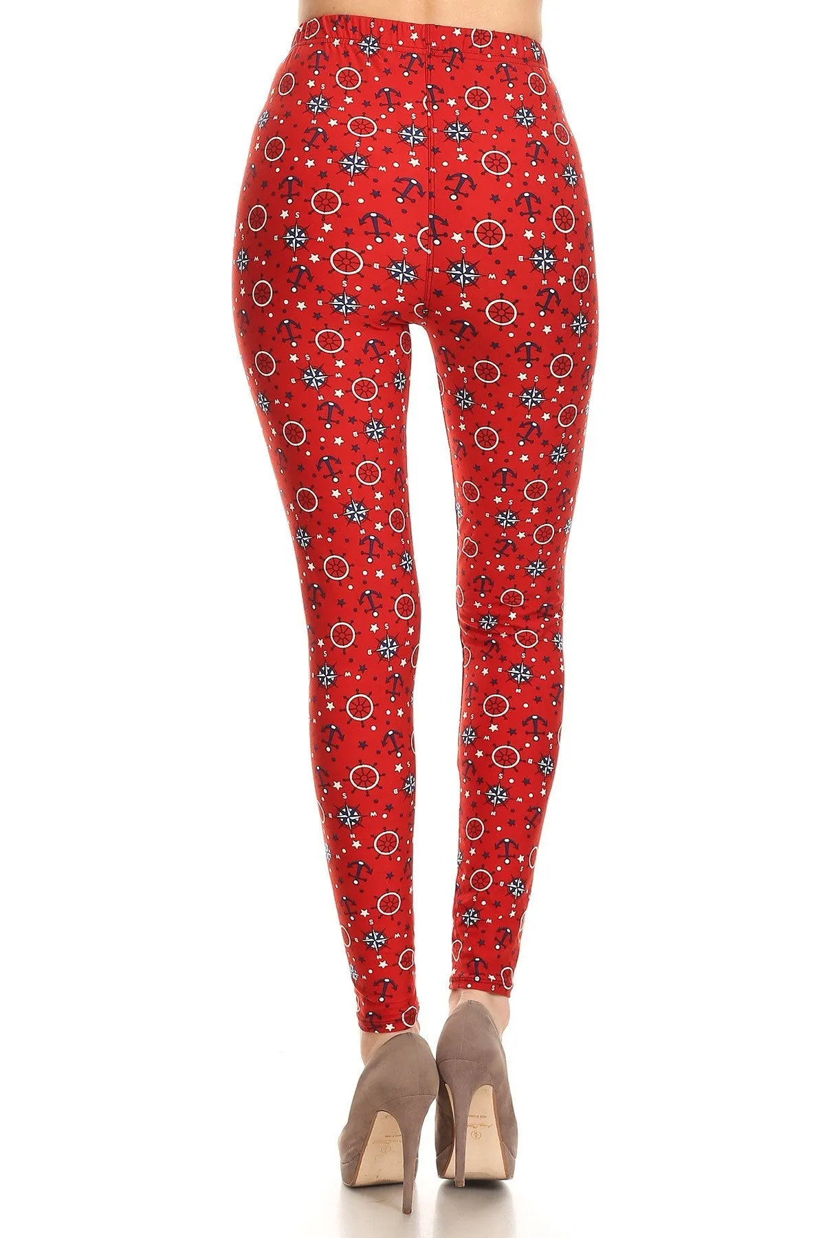 Women's Regular colorful Anchor Compass Pattern Printed Leggings