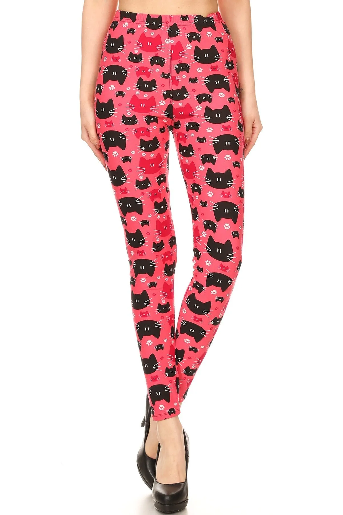 Women's Regular colorful Cat Faces Pattern Printed Leggings