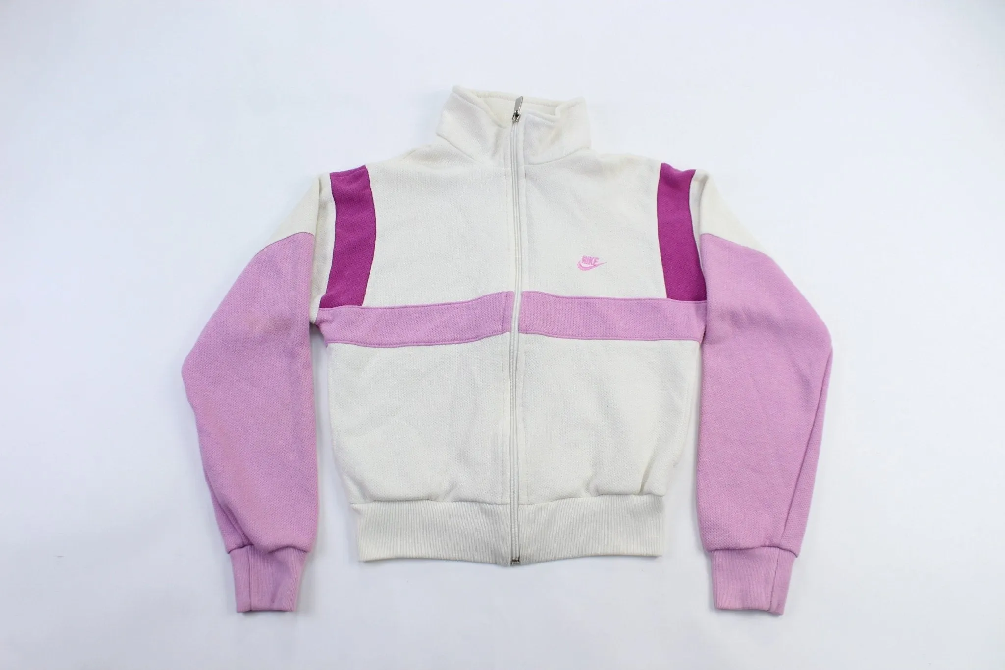 Youth 80's Nike White & Pink Zip Up Jacket